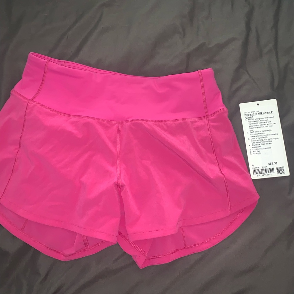 lululemon sonic pink speed up shorts
